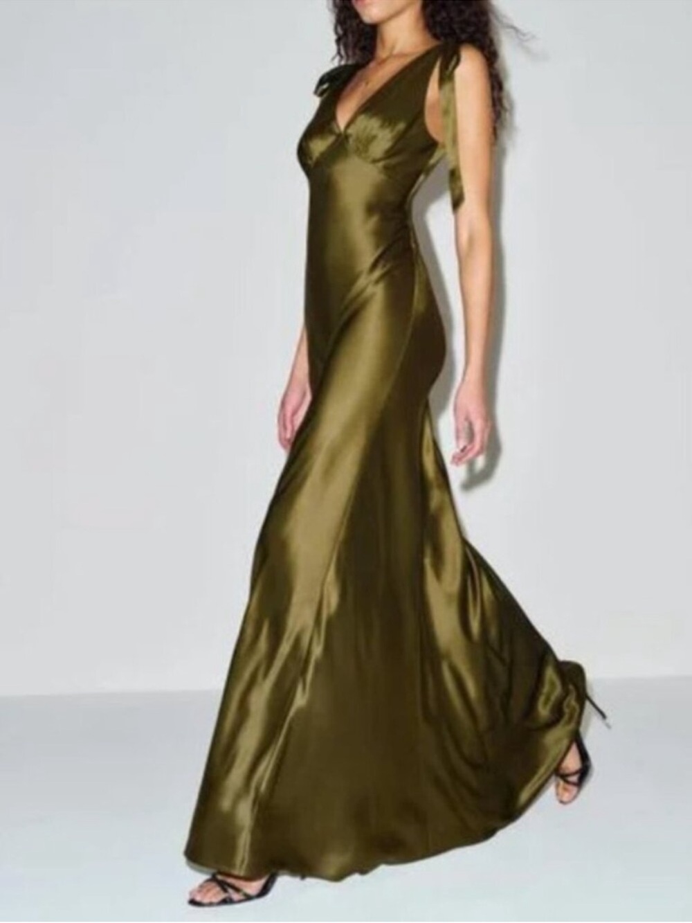 Pernille Silk Maxi Dress Moss Green size XS